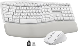 Combo de teclado y mouse inalámbricos blancos para MacBook y Window...