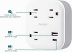 Philips - Extensor de salida con protector contra sobretensiones con