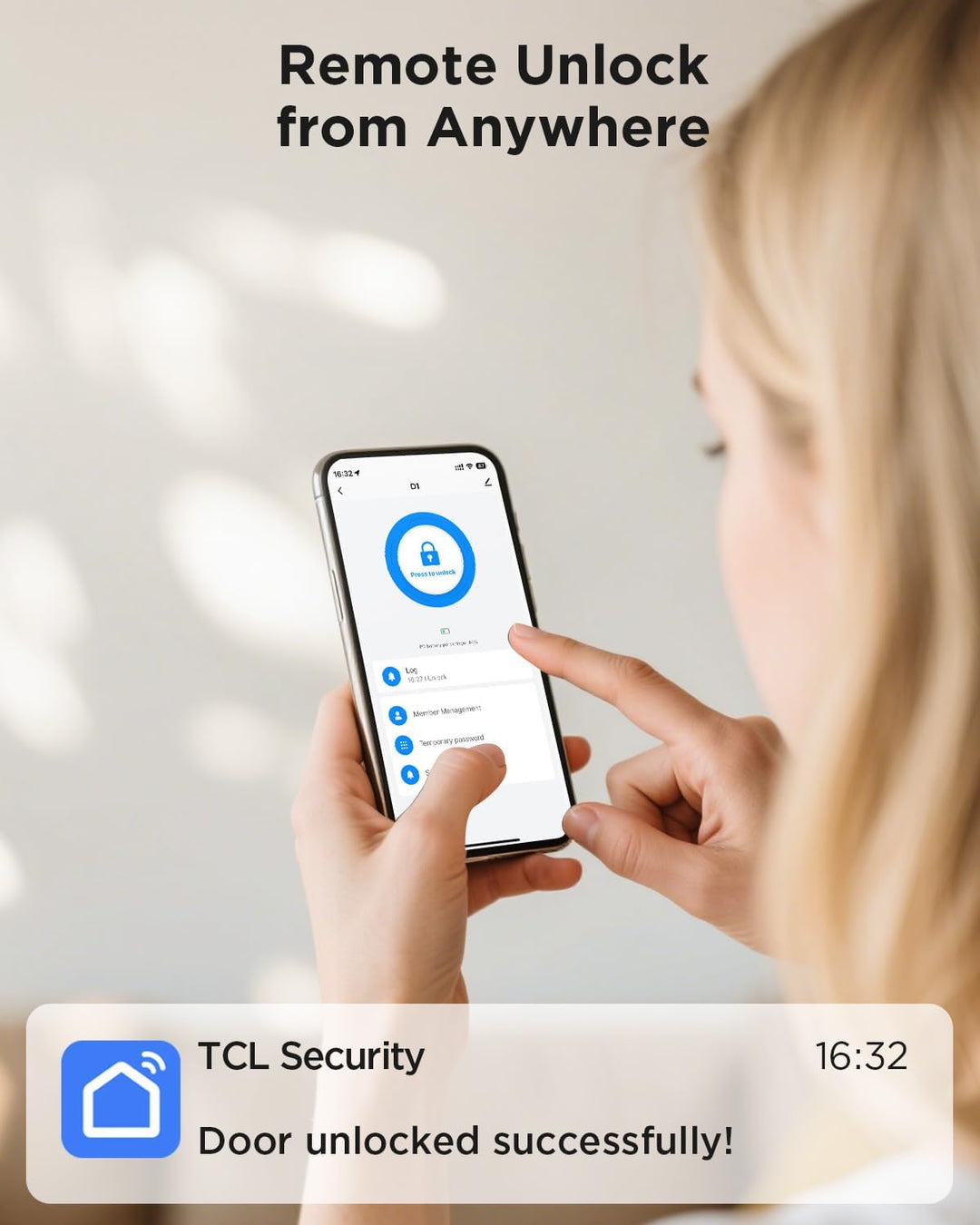 TCL Cerradura inteligente Wi-Fi D1, cerradura de puerta de huellas...