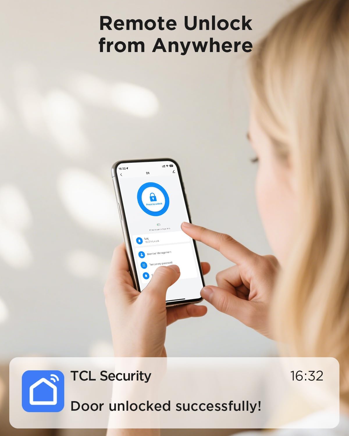 TCL Cerradura inteligente Wi-Fi D1, cerradura de puerta de huellas dactilares, D1-huella dactilar