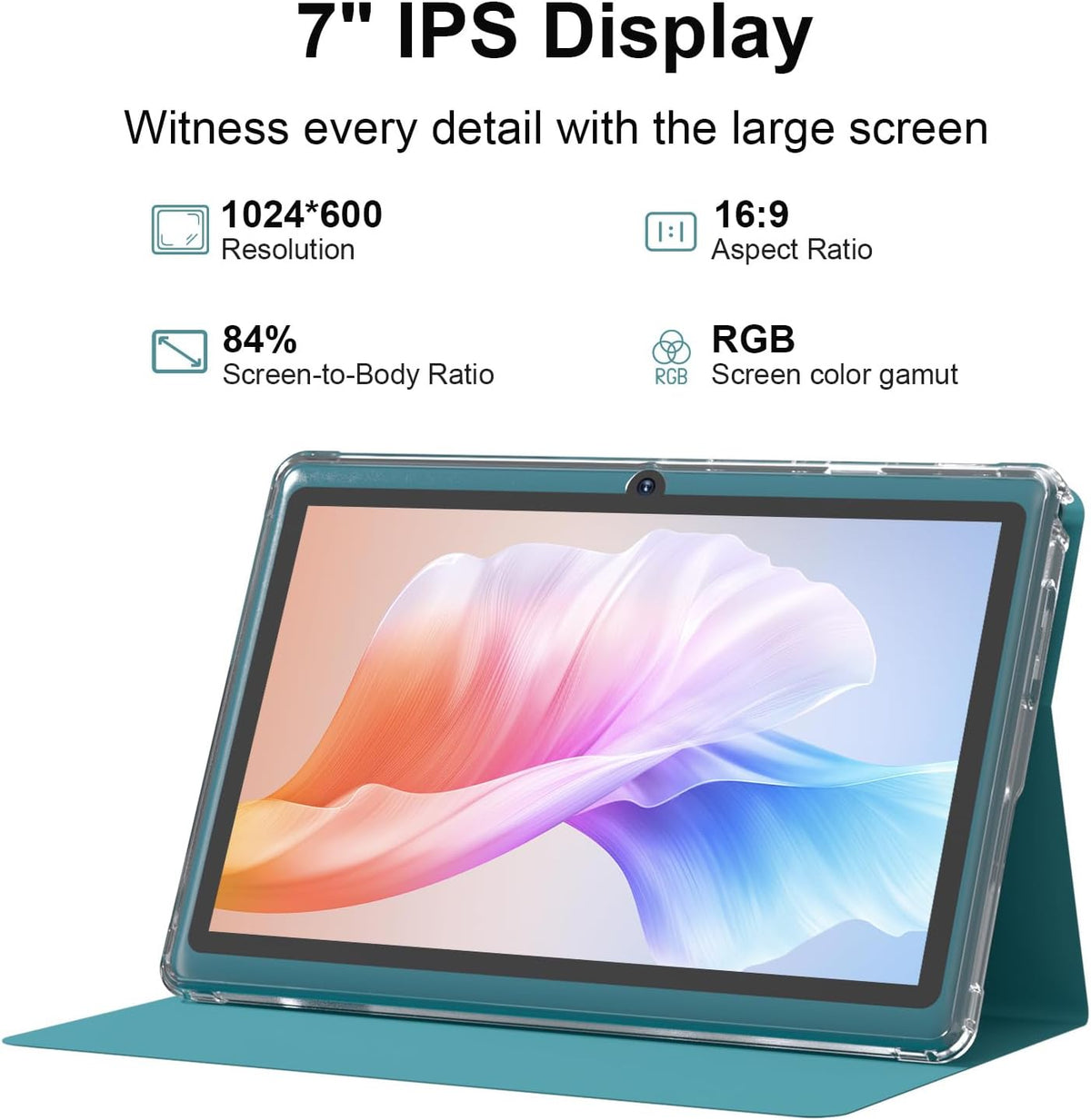 Tablet Android 14 de 7 pulgadas, pantalla táctil HD IPS de 7 pulgad...