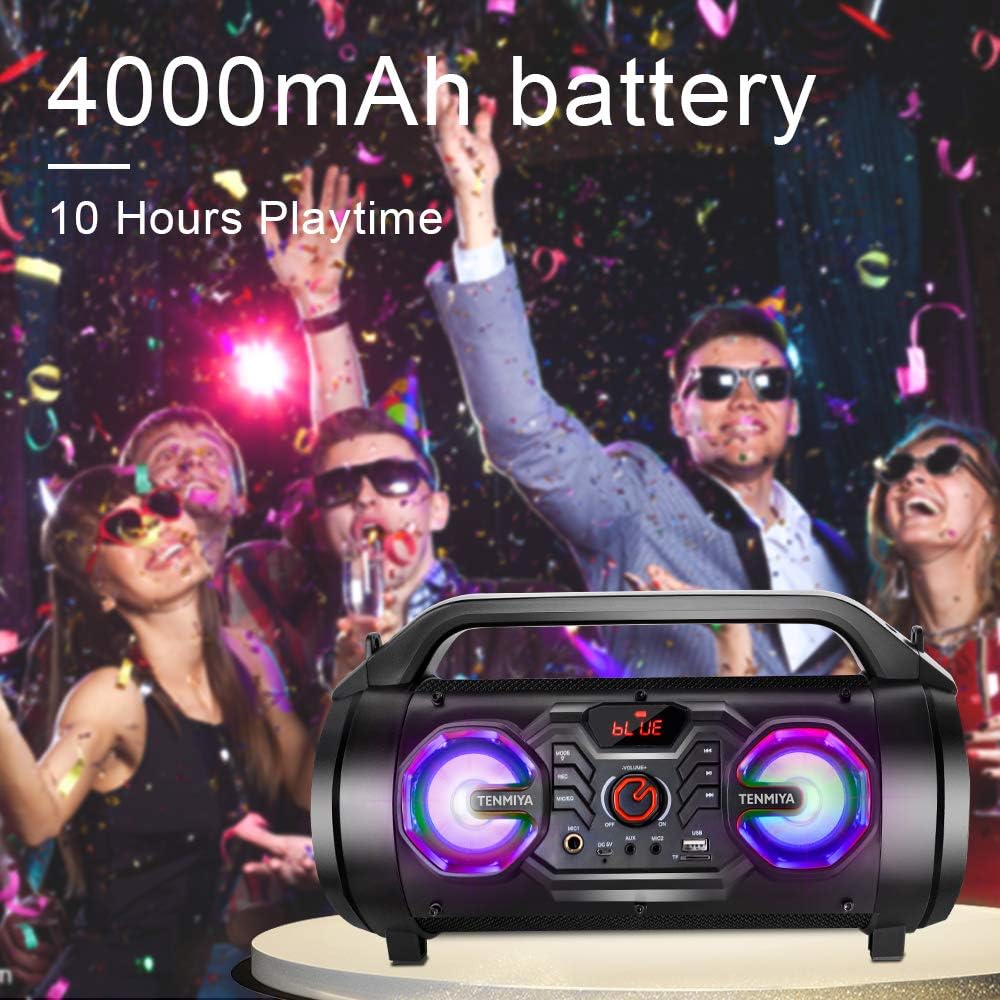 Bocina Bluetooth portátil con subwoofer, altavoces inalámbricos con...