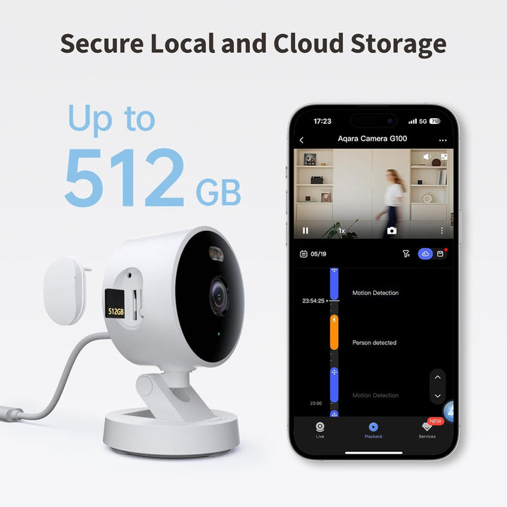 Aqara G100, cámara de seguridad para interiores y exteriores 2K, vi...