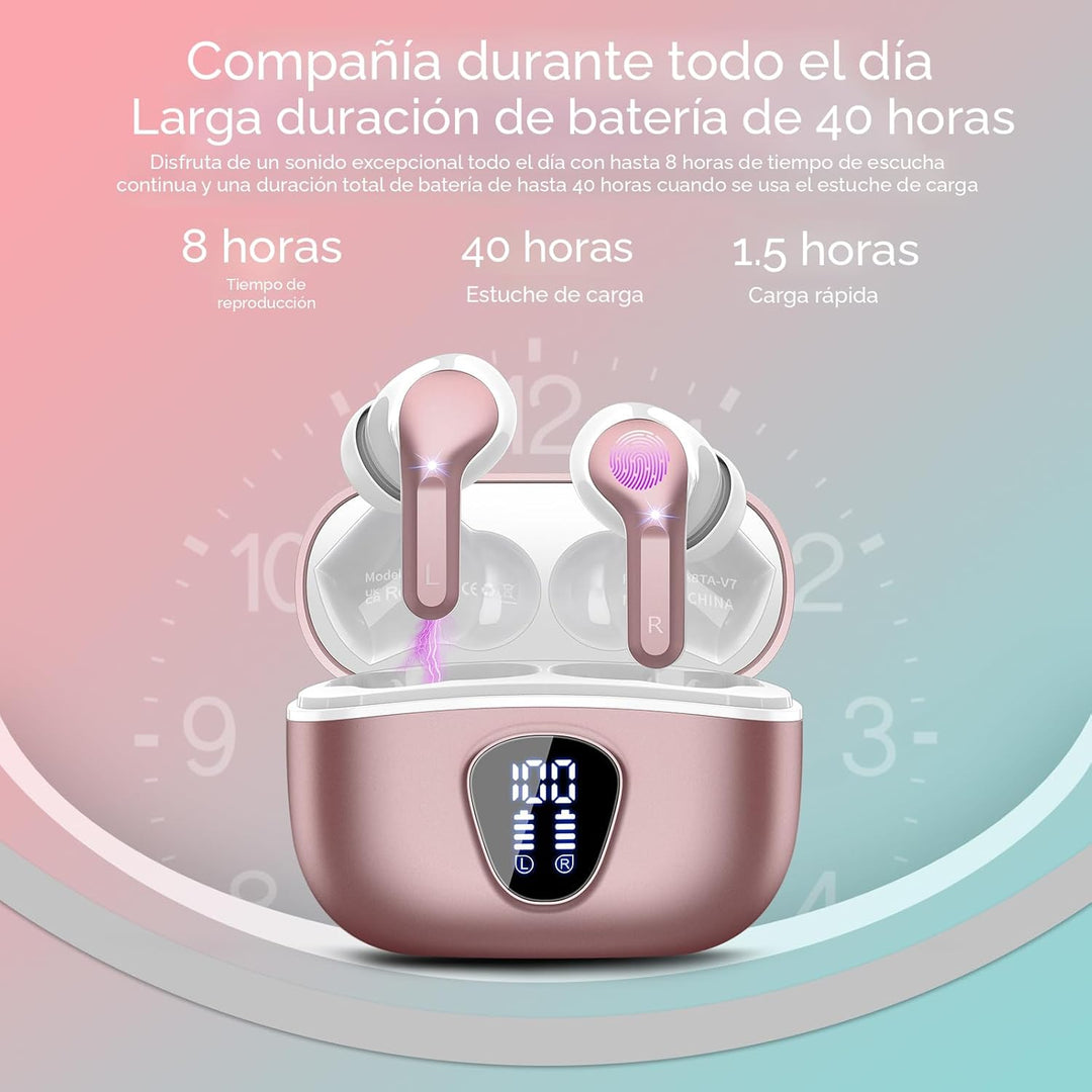 Auriculares inalámbricos, Bluetooth 5.4, estéreo de alta fidelidad,...