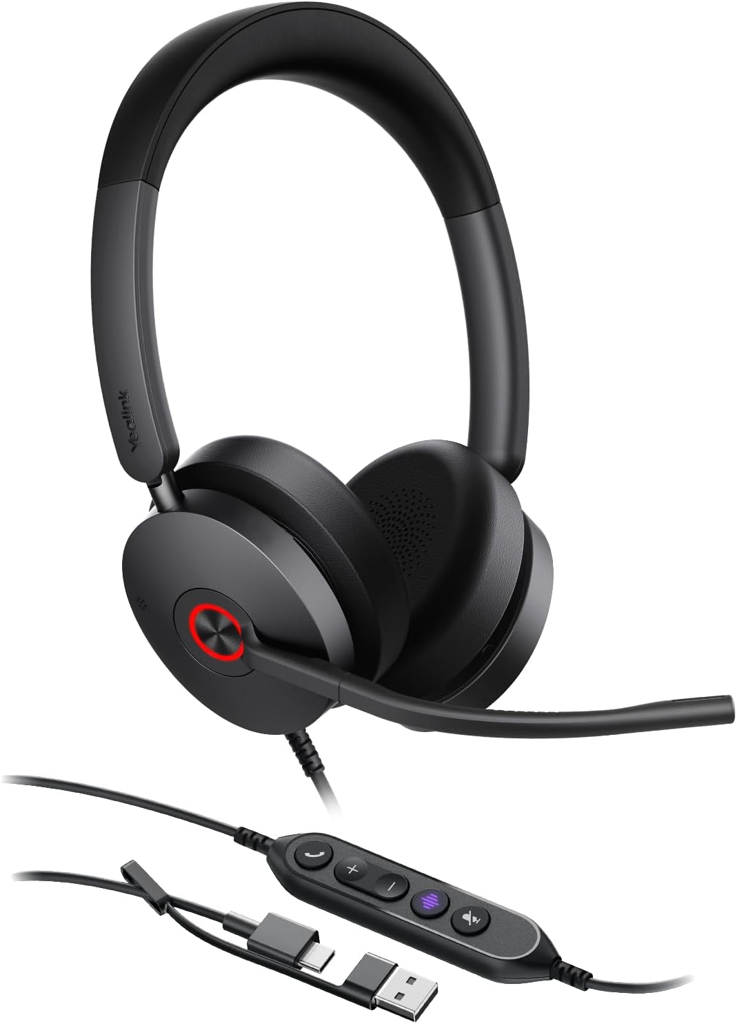 Yealink Auriculares con cable UH48 SE ANC, USB-C/A, controles en línea, 6
