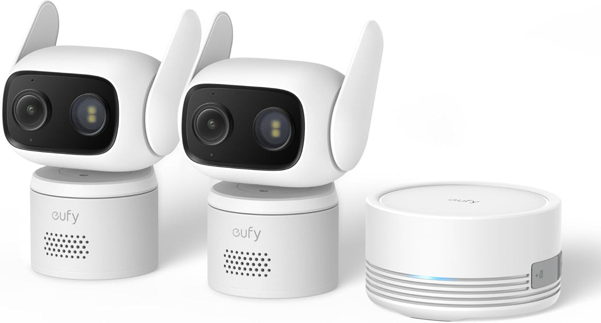 eufy Security Cámara interior y exterior C31, Blanco, Paquete de 2 + HomeBase