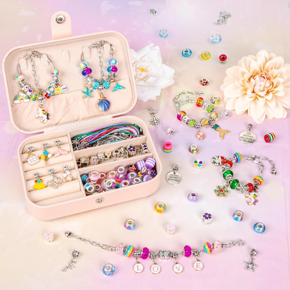 Kit de fabricación de pulseras de Sofier para niñas, caja de joyería, kit de fabricación de joyas, regalos para niñas de 4 a 12 años, juguetes de manualidades DIY, cumpleaños, Navidad