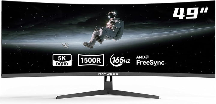 Raywego Monitor para juegos ultraancho curvado de 49 pulgadas, DQHD...