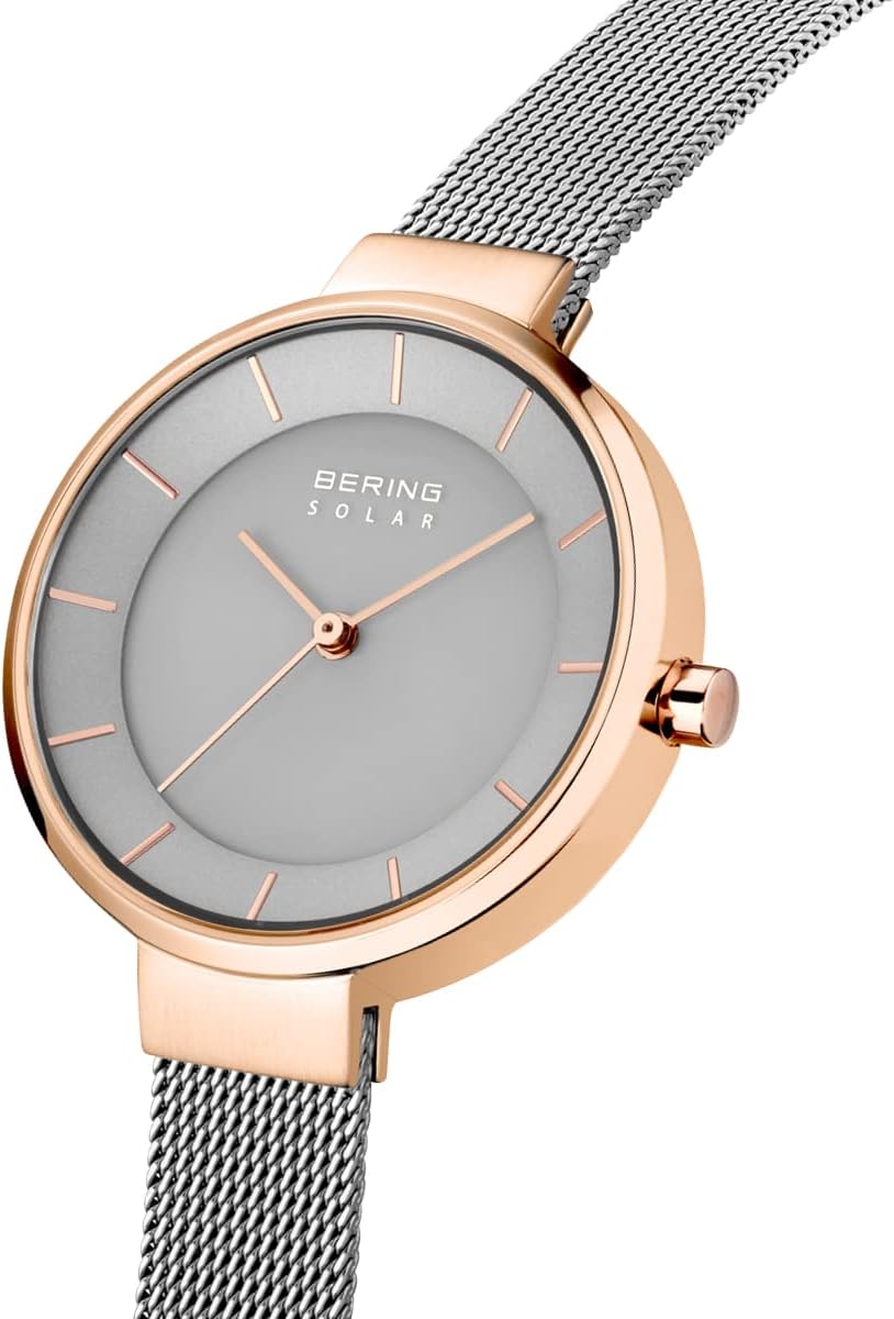 Reloj Bering para mujer con movimiento solar - Colección Solar con acero inoxidable y cristal de zafiro 14631-XXX Pulseras de reloj