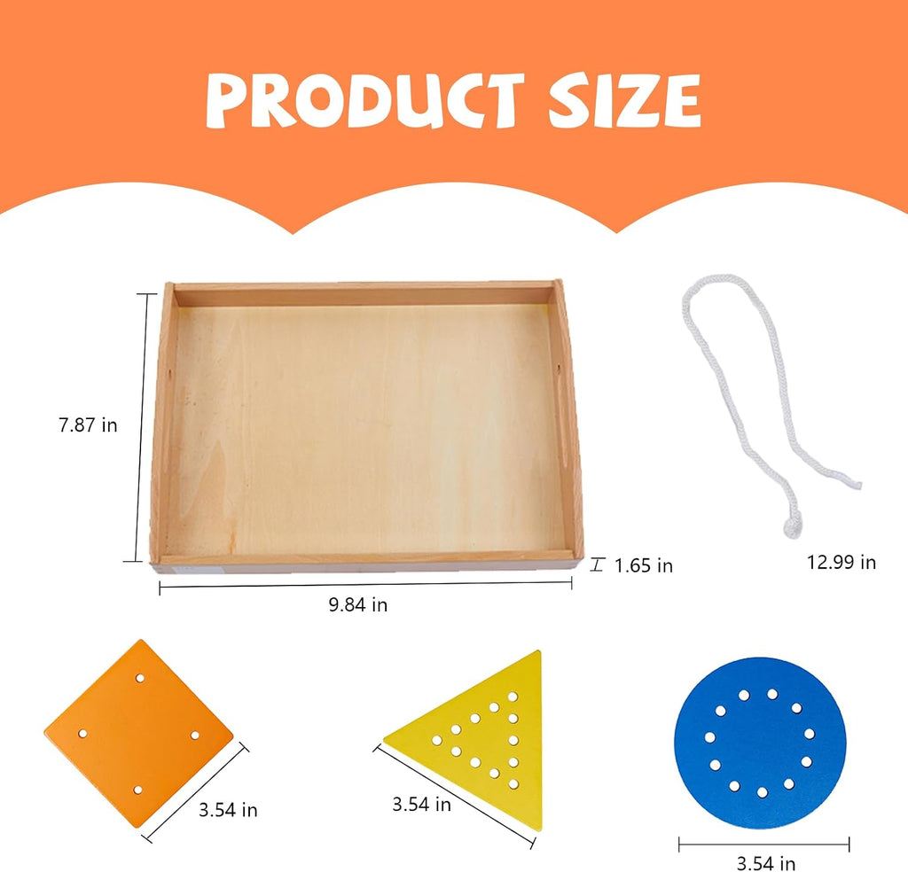 Juego de juguetes de madera con cuentas y cordones de cuerda con bandeja, juego educativo de hilo para el desarrollo de habilidades motoras finas, tarjetas de cordones para niños pequeños de 1 a 3,