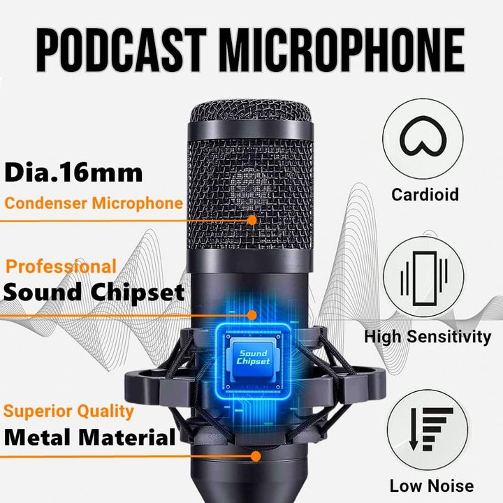 CofeLife Paquete de equipo de podcast, paquete de micrófono de podc...