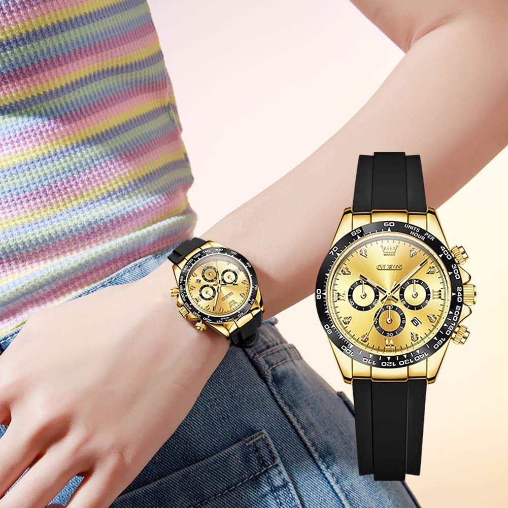 OLEVS Relojes de diamante de lujo pequeños para mujer - Pulsera de acero inoxidable, impermeables, analógicos, luminosos, con fecha, relojes de vestir de negocios para damas