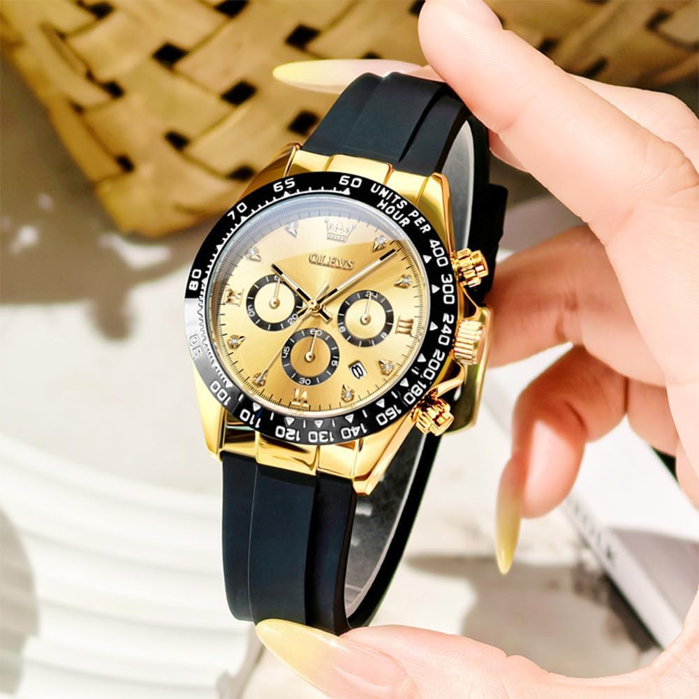 OLEVS Relojes de diamante de lujo pequeños para mujer - Pulsera de acero inoxidable, impermeables, analógicos, luminosos, con fecha, relojes de vestir de negocios para damas