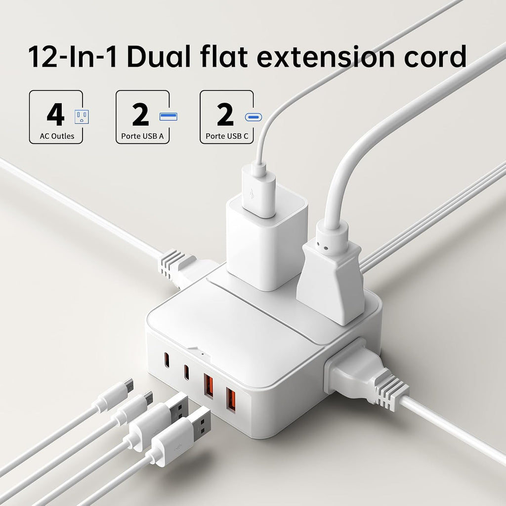 Cable de extensión dividido de 12 pies (6 pies por lado) - 4 puertos