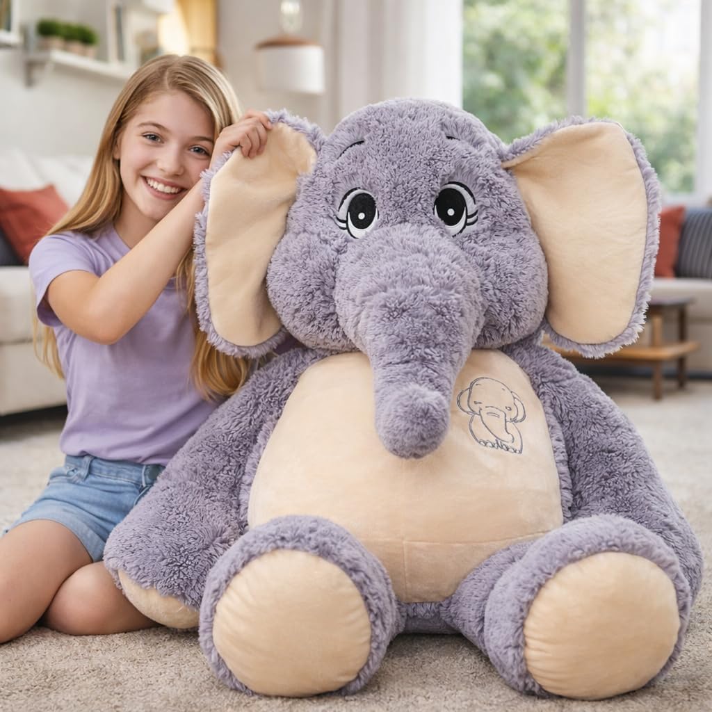 GailiMaiYa Animal de peluche de elefante gigante de 51 pulgadas, ju...