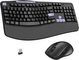 Combo de teclado y mouse inalámbricos, teclado ergonómico con 6 tec...