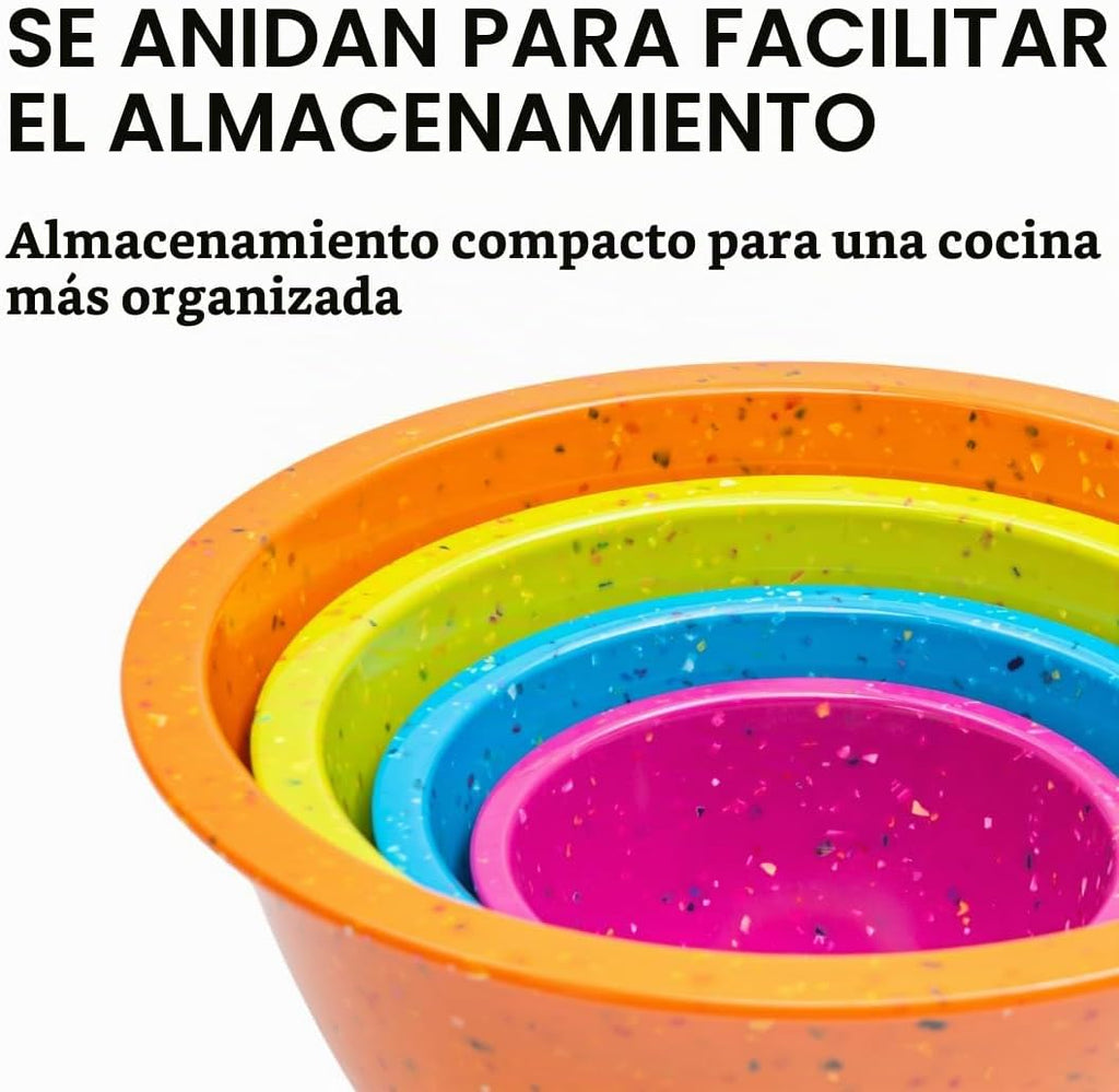 Juego de 4 cuencos mezcladores de melamina de confeti, colorido y