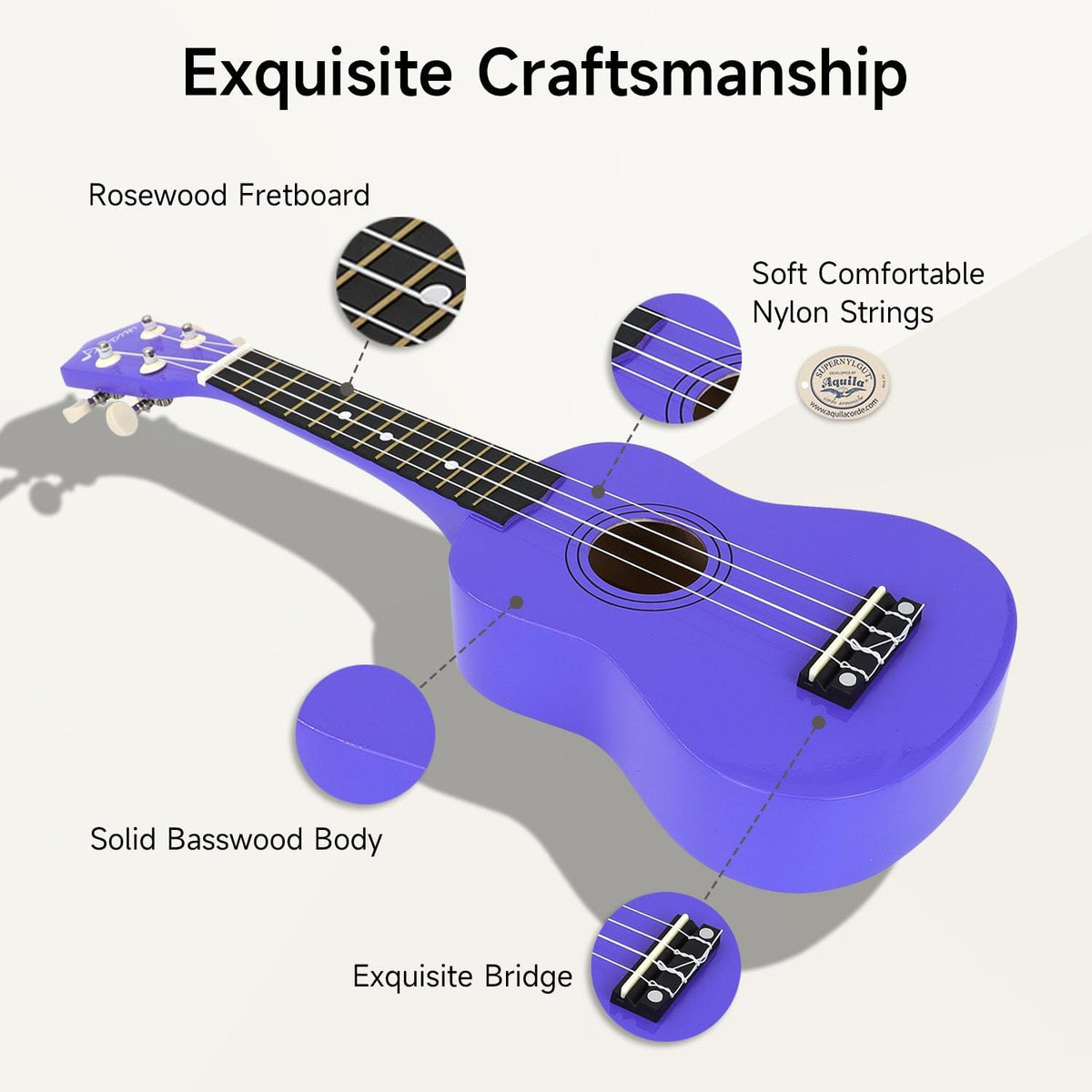 Kit de Ukelele Soprano de 21 Pulgadas para Principiantes de Madera de Tilo para Niños, Adultos y Estudiantes - Mini Guitarra Ukalelee, Paquete con Libro, Bolsa de Concierto, Sintonizador