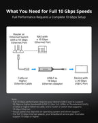 BrosTrend Adaptador USB C a Ethernet de 10 Gb para laptop, MacBook, PC