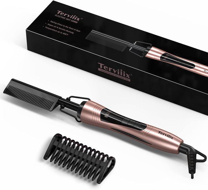 Hot Comb Electric de Terviiix, peines de presión para cabello negro...