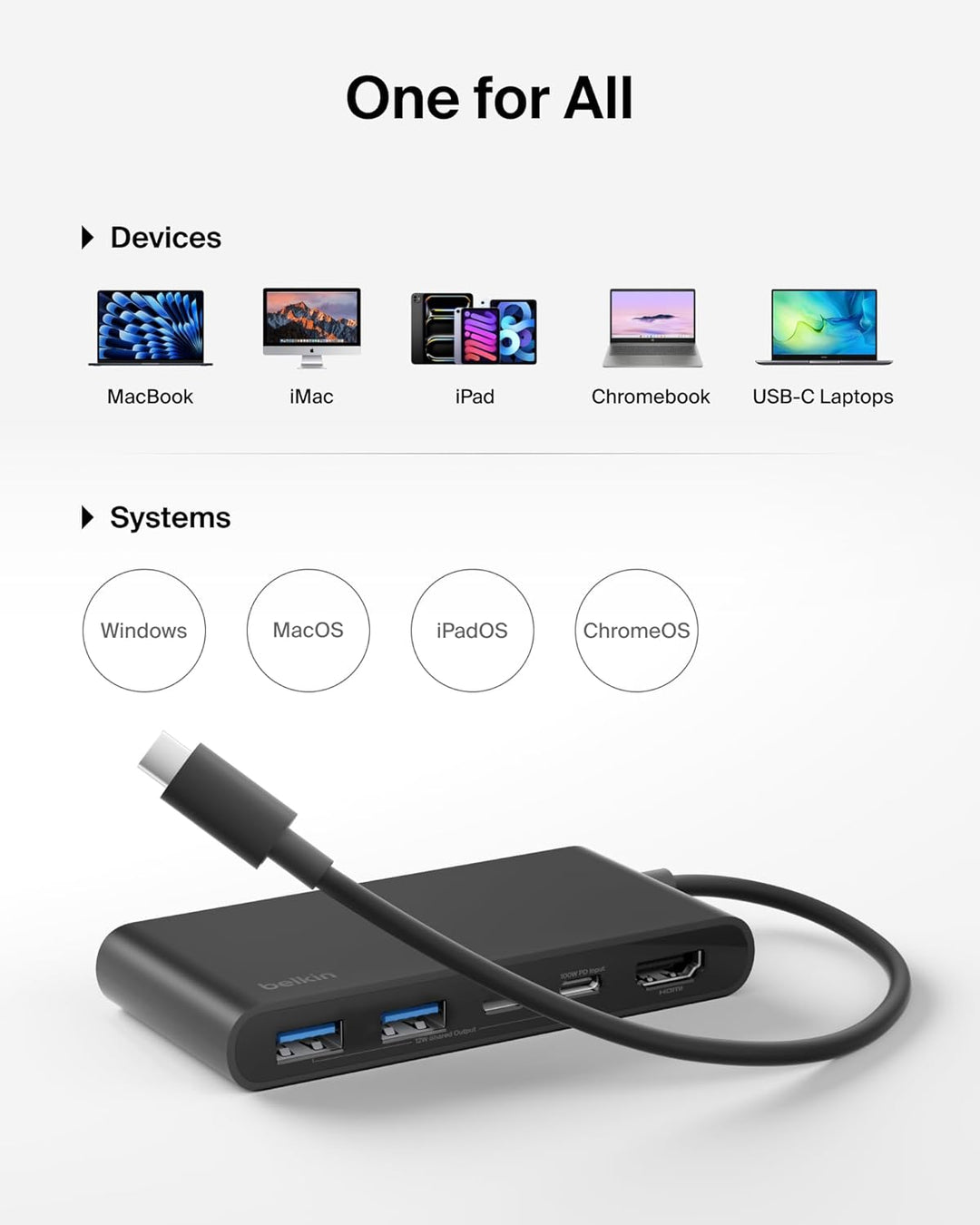 Belkin Concentrador USB C concentrador de 5 puertos con