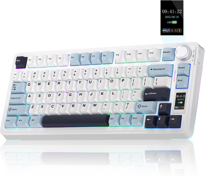 AULA Teclado mecánico inalámbrico S75 PRO con pantalla y perilla, 7...