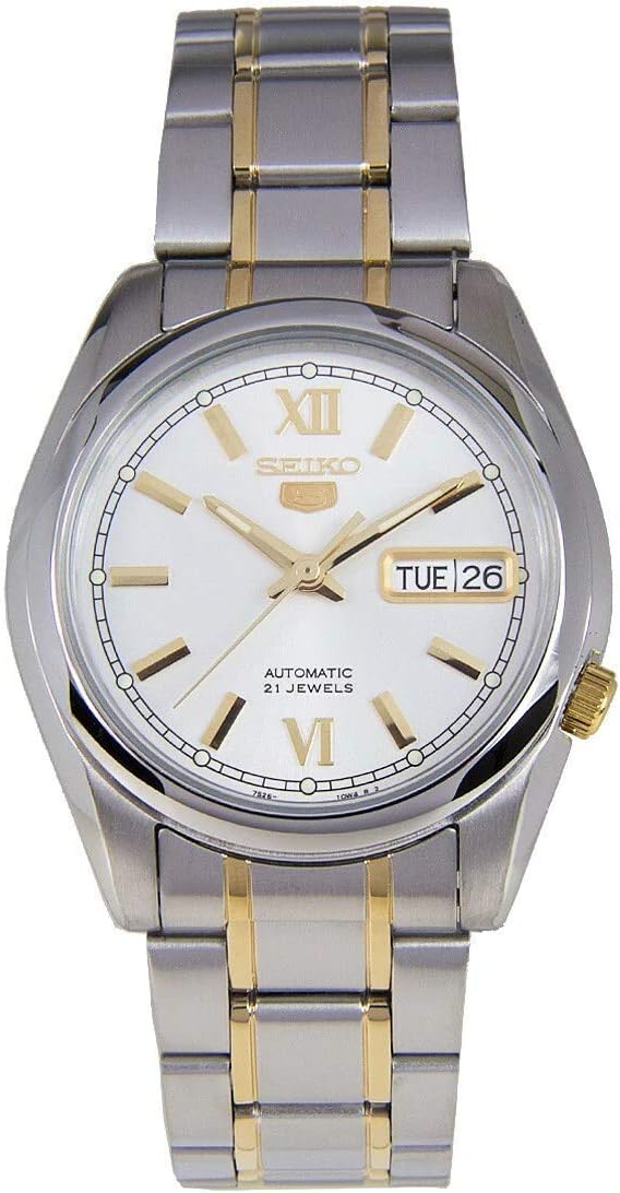 SEIKO 5 Reloj automático de esfera plateada SNKL57 para hombre, Azul, Reloj analógico,Automático de cuerda automática,Reloj automático