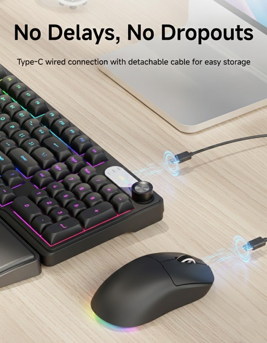 EWEADN C98 Combo de teclado y mouse con cable, teclados ergonómicos...