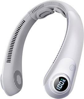 Ventilador de cuello portátil que sopla aire frío, pantalla LED, ve...