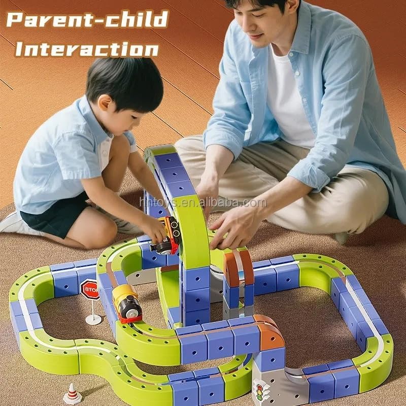 Juego de tren magnético de 101 piezas con tren eléctrico