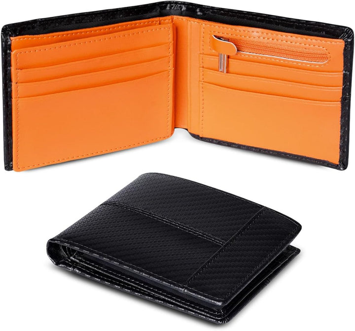 Swallowmall Cartera de cuero para hombre, billetera plegable de cue...