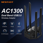 NEWFAST Adaptador WiFi USB para PC de escritorio USB3.0 Ordenador AC1300