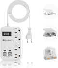Adaptador de enchufe de viaje europeo, regleta de alimentación de EE. UU. a Europa, 6 USB, 4 tomacorrientes, 3 pies