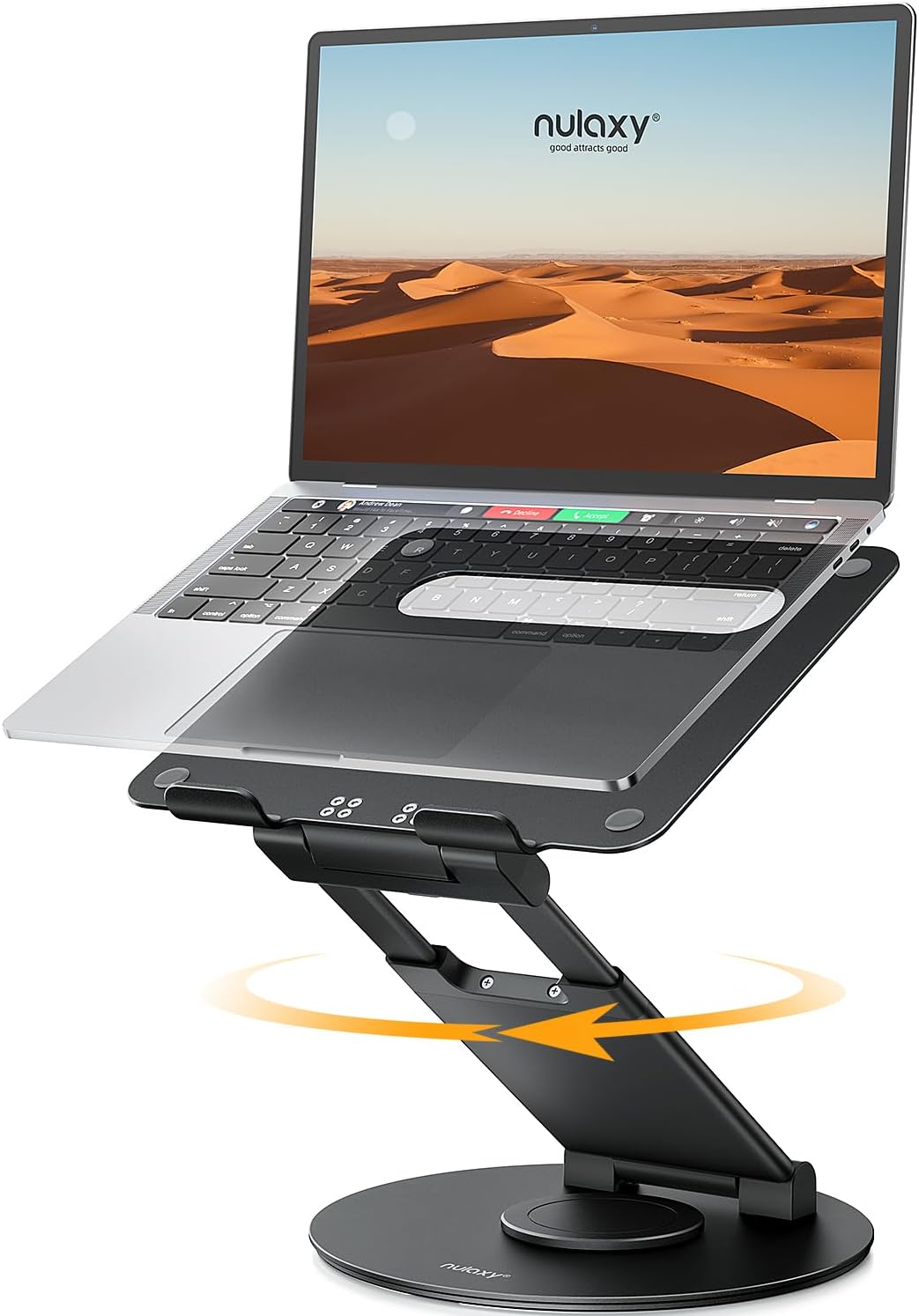 Nulaxy - Soporte telescópico giratorio de 360 grados para computadora portátil, altura ajustable, diseño giratorio y extraíble, elevador ergonómico para computadora portátil, compatible con todas las