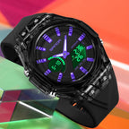 FANMIS Reloj deportivo unisex de doble pantalla – Reloj digital analógico táctico impermeable 5ATM con fecha de día, alarma, cronómetro y correa de TPU – Reloj de pulsera de cuarzo moderno para