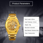 Tiong Fashion Relojes para Hombre Marca Top Lujo Automático Mecánico Acero Inoxidable Reloj de Pulsera Skeleton de Negocios y Moda