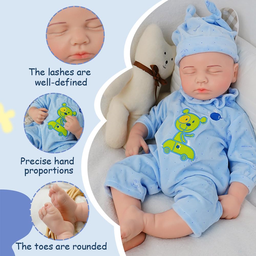 FemmeForm Niño de 18.5 pulgadas, Muñecas de bebé Reborn de silicona...