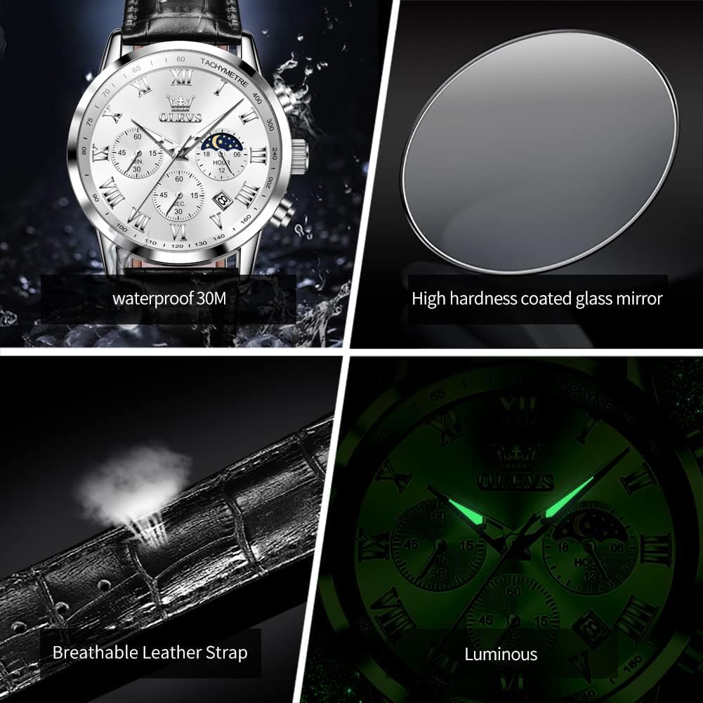 OLEVS Relojes para Hombres Lujo Cara Grande Relojes Resistente al Agua