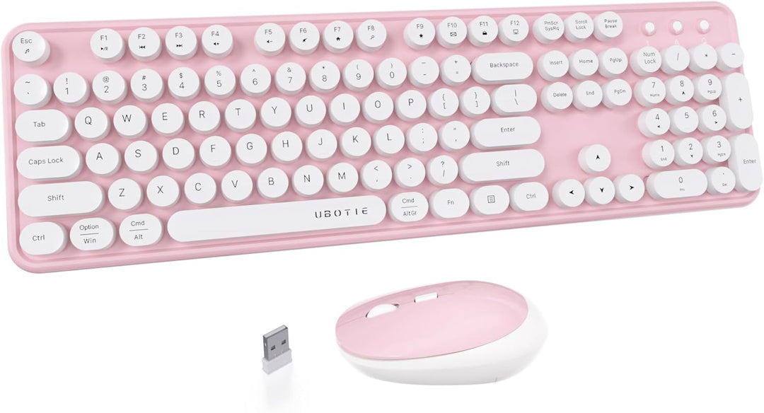 UBOTIE Teclado inalámbrico colorido para computadora y mouse óptico...