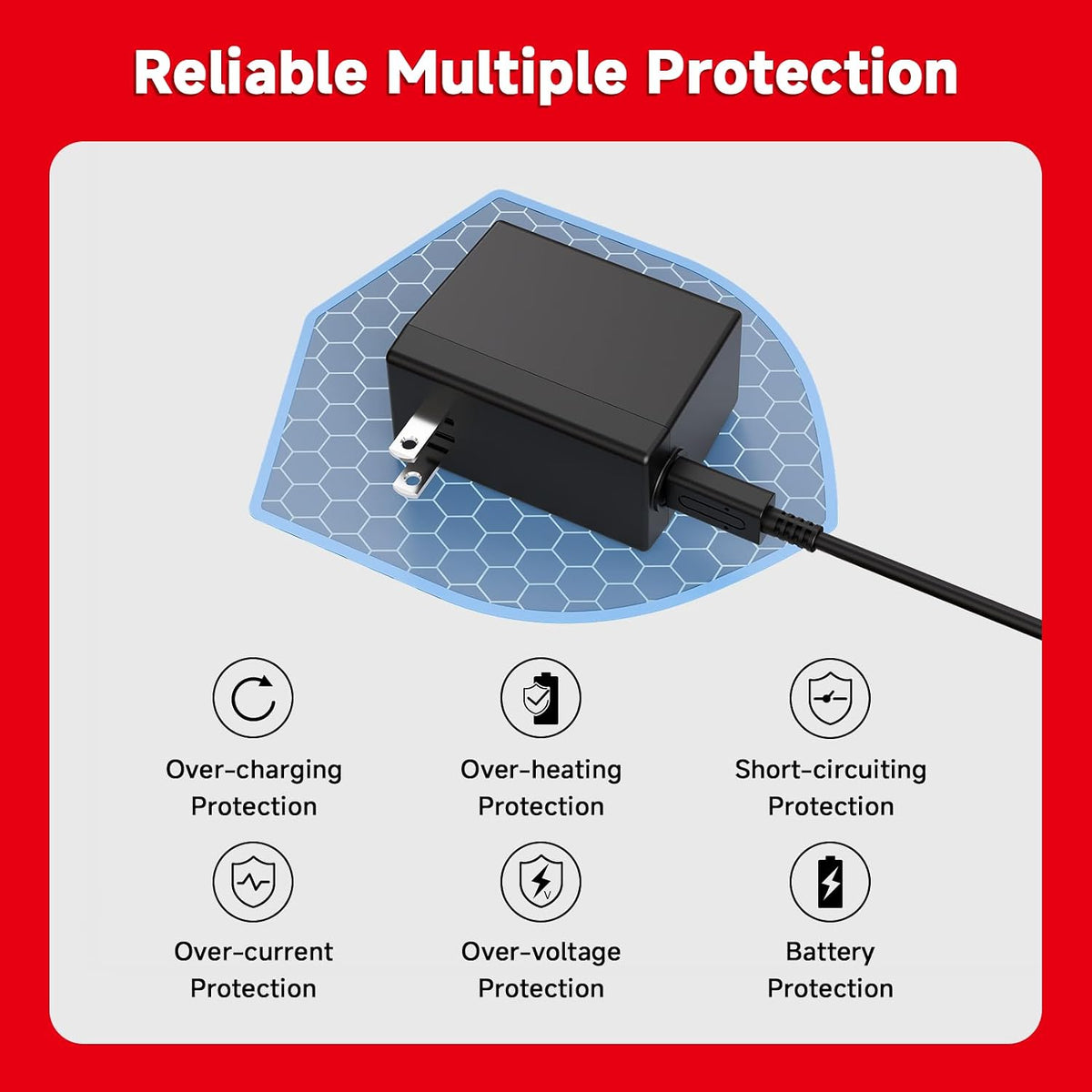 Paquete de 2 cargadores para Nintendo Switch, adaptador de CA de 45 W de carga rápida con 2 cables USB C desmontables de 5 pies, compatible con Switch/OLED/Lite, Steam Deck, soporte para modo de TV