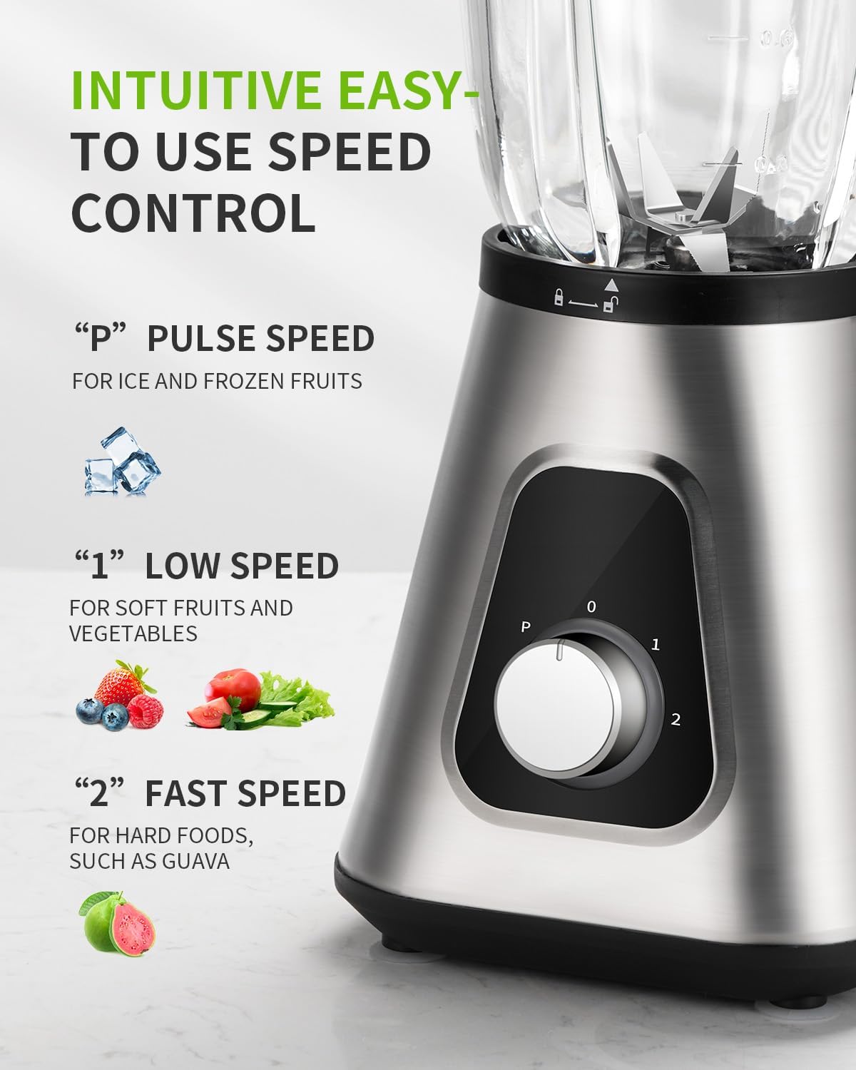 GDOR Batidora de batido para cocina, licuadora de vidrio de 1200 W con