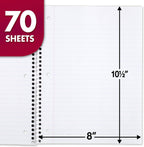 Cuaderno en espiral Mead, paquete de 24, 1 materia, papel rayado ancho, 7-1/2" x 10-1/2", 70 hojas por cuaderno, los colores pueden variar (930203-ECM25)