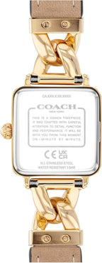 Reloj COACH Cass para mujer con cuarzo 2H – Caja cuadrada de acero inoxidable – Correa de piel de becerro – Accesorio elegante, regalo para ella 22m