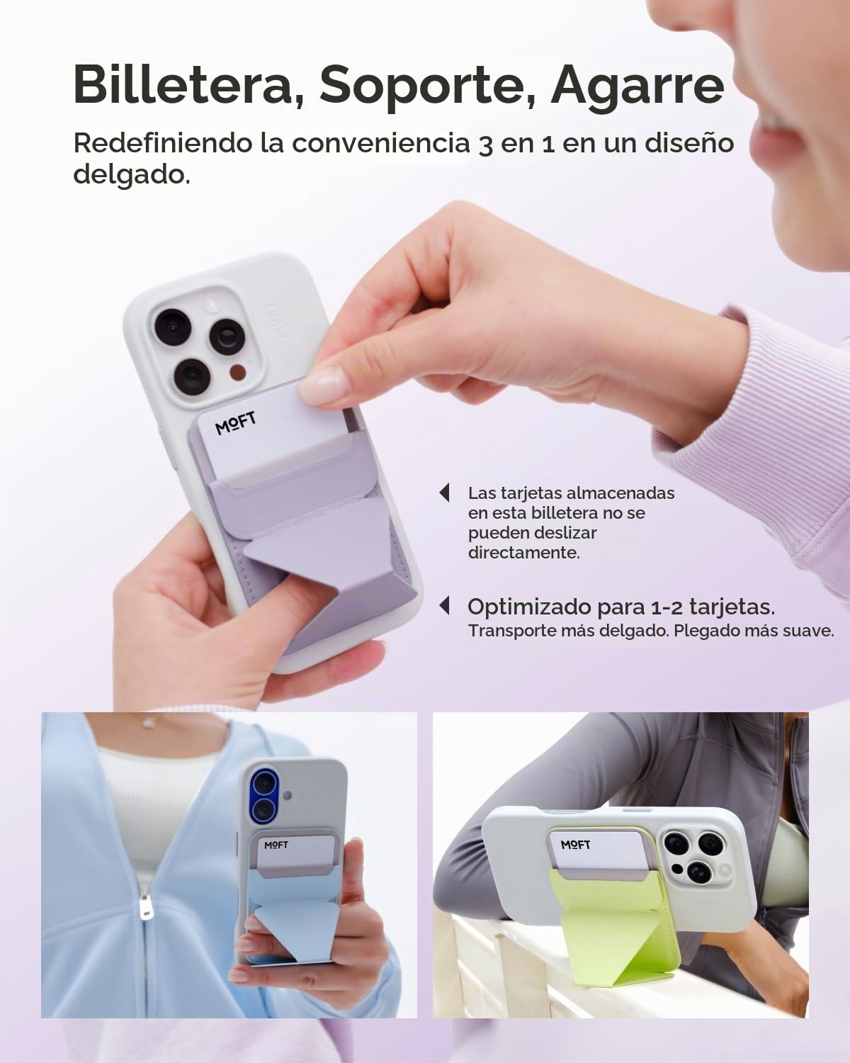 MOFT - Soporte magnético para cartera compatible con iPhone 18/17/16/15/14/13, ajuste de ángulo, soporte de teléfono compatible con MOVAS