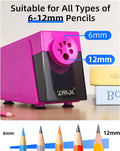 Sacapuntas eléctrico, resistente para aula, 0.236-0.472 in, rosa
