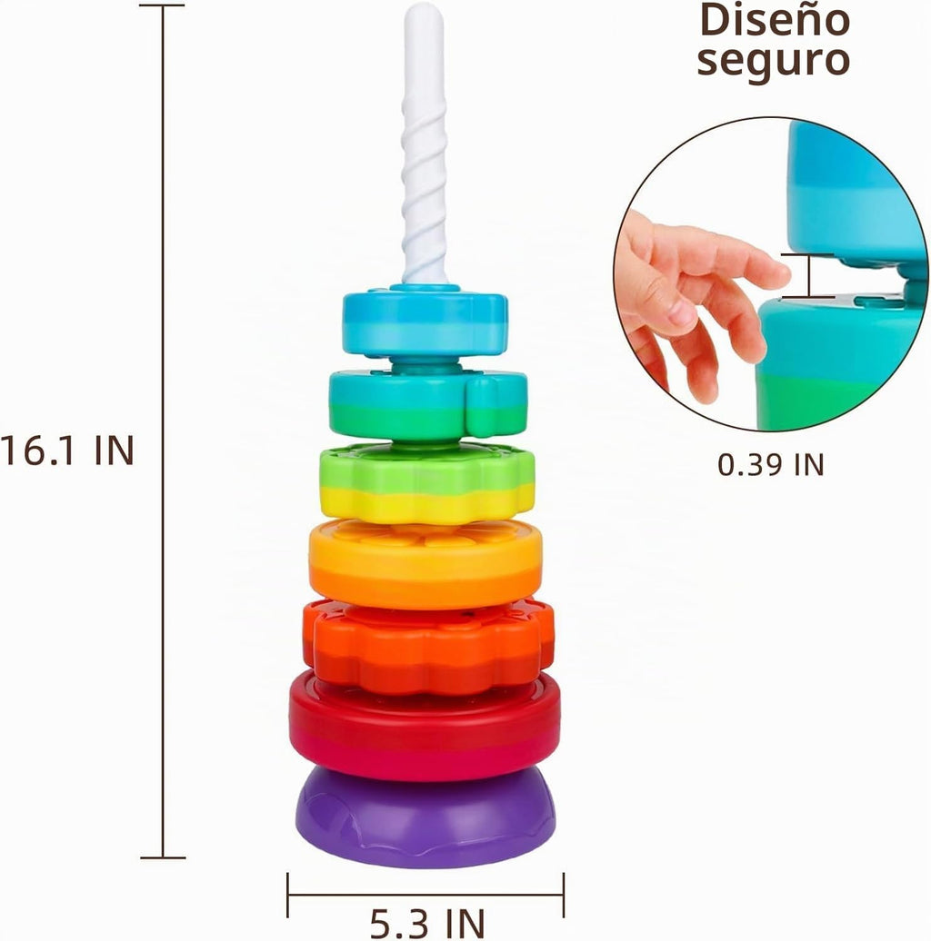 Juguetes Montessori para niños de 1 año, juguete apilable giratorio