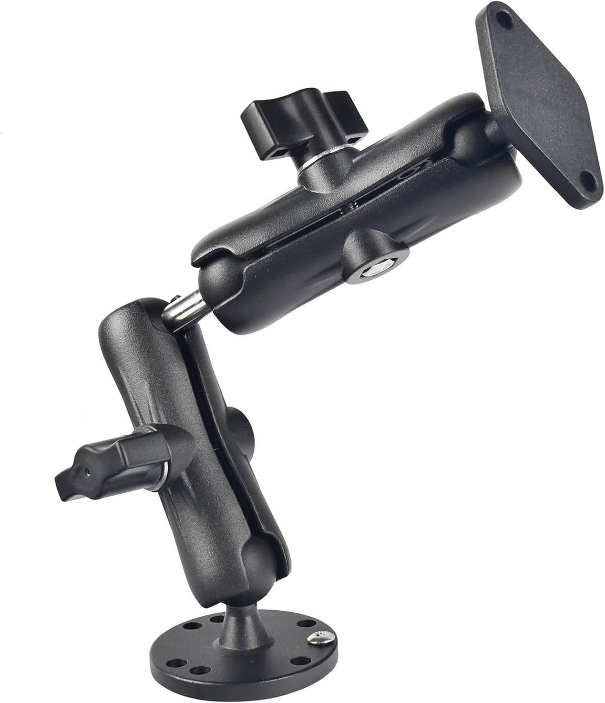 Soporte de bola de aluminio de 1 pulgada, extensión de brazos de doble enchufe con diamante AMPS y base redonda, para montaje en automóvil, barco y tablero, compatible con GPS RAM B tamaño GPS