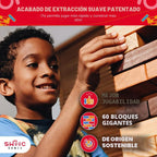 Swooc Games - Juego de torre gigante recuperada (resistente a la intemperie) 60 bloques + caja de almacenamiento/mesa de juego para exteriores | Se apila hasta 5 pies | Juegos gigantes al aire libre
