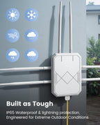 AX3000 Extensor WiFi 6 para exteriores, extensor de señal WiFi para exteriores, punto de acceso Gigabit inalámbrico, IP65, resistente a la intemperie, fuente de alimentación PoE, para Starlink, cámara