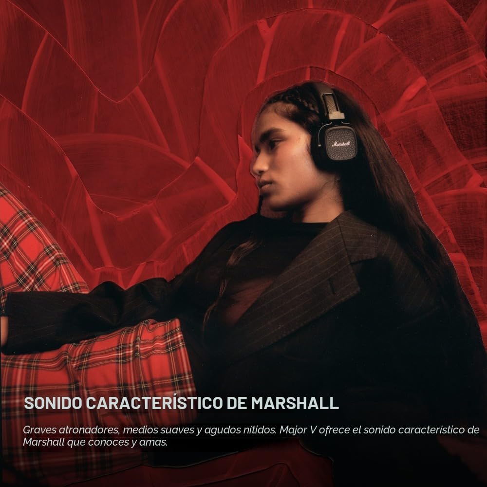 Marshall Major V Auriculares inalámbricos Bluetooth en la oreja - Negro, Tamaño único